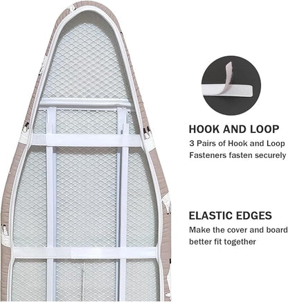 Ironing Board Cover and Pad Standard Size 15" x 54", 3 Pairs of Hook and Loop