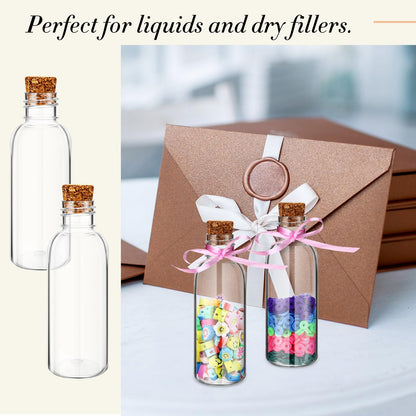 Talandale 50 Pcs 4 oz Potion Bottles with Cork - Clear Plastic Sand Art Bottles for DIY Wedding Party Favors