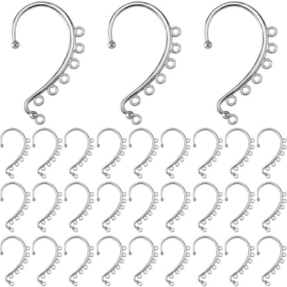OIIKI 30PCS DIY Ear Cuffs, Non Piercing Wraps, Clip on Cuff, 7 Holes for Jewelry Making Decorative Accessories for Women - Silver