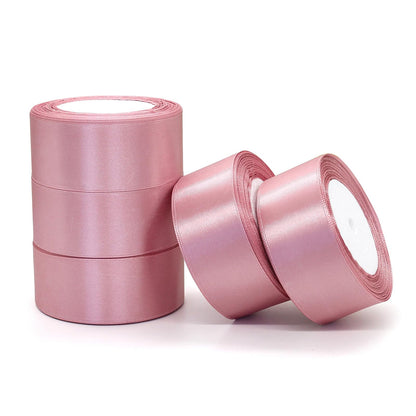 1-1/2 inch 125 Yard Pink Satin Ribbon Arts Crafts Sewing 25 Yard Each Roll Satin Ribbon for Flower Bouquet Ribbons for Christmas Tree DIY Decoration (Peony Pink, 1-1/2 inch,Pack of 5)
