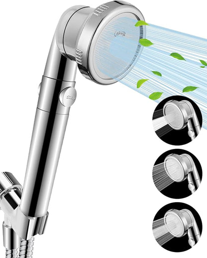 Filtered Shower Head for Hard Water with Stop, High Pressure 4-Mode Shower Heads Built-in Power Spray to Clean Corner, Tub & Pets, Water Softener Handheld Shower to Remove Chlorine & Fluoride