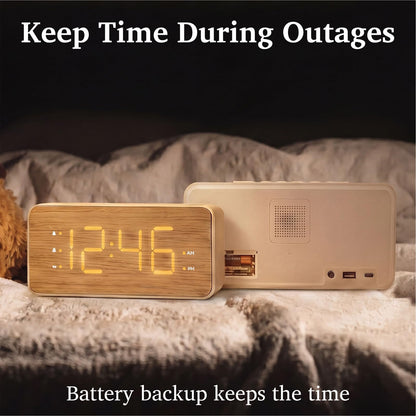 Lumoday Wooden Digital Alarm Clock for Bedroom, Large Display, 100dB Alarm