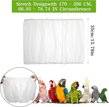 2 Pcs Bird Cage Netting Seed Catcher, Adjustable Bird Cage Skirt Birds Cages Net White Polyester Splash Guard for Parrot Finch Cages
