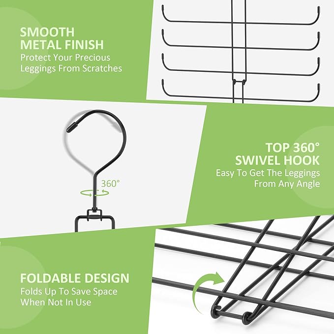 2 Pack Leggings Hangers for Closet, Metal Yoga Pant Legging Organizer Holds 40