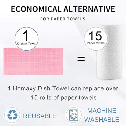 Homaxy 100% Cotton Terry Kitchen Towels, Checkered Designed, Soft and Super