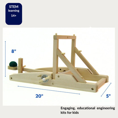 PATHFINDERS Medieval Catapult STEM Building Kit | Wooden Catapult Model | Mechanical Engineering, Physics & Historical Siege Project