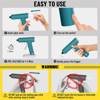 SilhouetteSlice 20W Cordless Hot Glue Gun, Fast Heating Glue Gun and 30pcs Glue Sticks Set, Stable Support Base Ideal for Crafts, DIY Arts, Home Repairs (Blue)