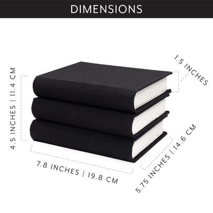 AuldHome Design Faux Book Stack (Black, Set of 3); Decorative Books for DIY Crafts and Home Decor
