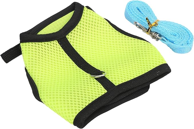 Yctze Adjustable Mesh Harness with Leash for Rabbits & Guinea Pigs - Comfortable Chest & Back Traction for Small Pets (Fruit Green)