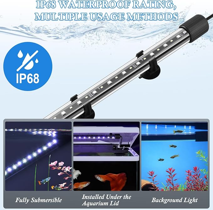 FEDOUR 7in Submersible Aquarium LED Light, 24/7 Mode Aquarium Lights with Full Spectrum RGBW LEDs, IP68 Waterproof Fish Tank Light with Dimming, Timming and Color Adjustable