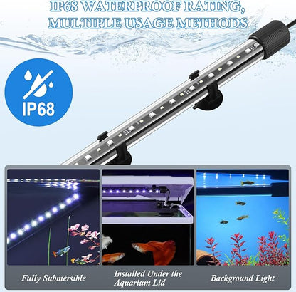 FEDOUR 18.9in Submersible Aquarium LED Light, 24/7 Mode Aquarium Lights with Full Spectrum RGBW LEDs, IP68 Waterproof Fish Tank Light with Dimming, Timming and Color Adjustable