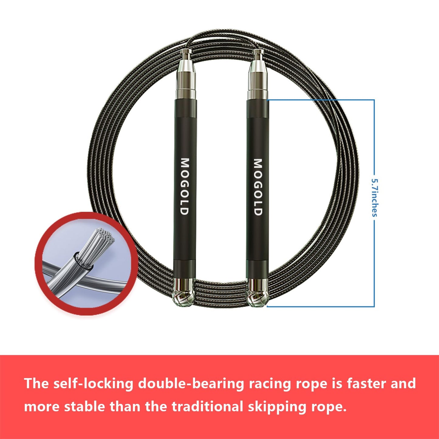 2-in-1 Speed Rope: 2mm for Boxing/MMA & 3mm for CrossFit - Tool-Free Adjustable Cable System with Dual Bearings - Sweatproof Hybrid Grip for High-Intensity Training