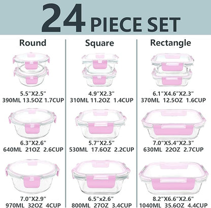 12 Pack Glass Meal Prep Food Storage Containers