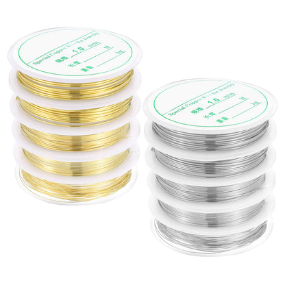 10 Roll 5 Size Copper Jewelry Wire, 132ft Bendable Copper 18 20 22 24 26 Gauge Craft Beading Wire for Jewelry Making Supplies and Crafts (Gold and Silver)