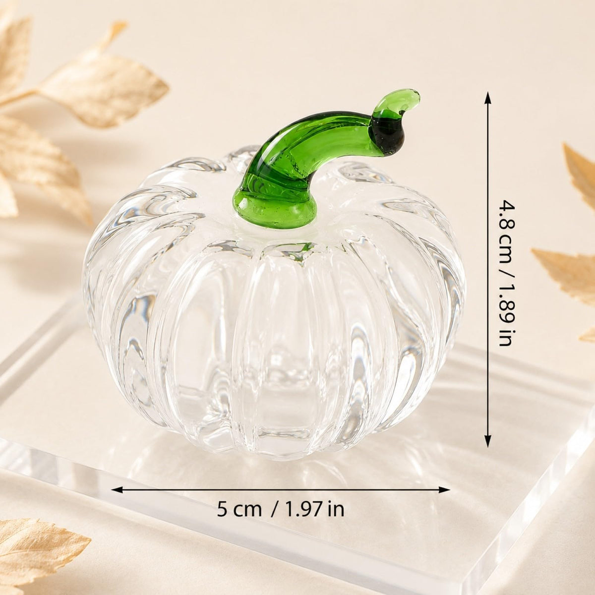 LOGOFUN Crystal Pumpkin Figurine Transparent Fall Table Craft Decor