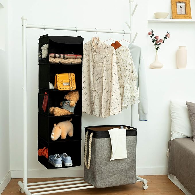 2 Pack Hanging Closet Organizer, 5 Shelves Hanging Storage