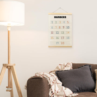 TLESKE Boho Classroom Numbers Chart 1-20 Poster Hanger Frame, Homeschool Hanging Wall Art Decor for Toddler Kids Room Nursery Playroom, Preschool Prek Learning Educational Poster Print Banner, 12x16