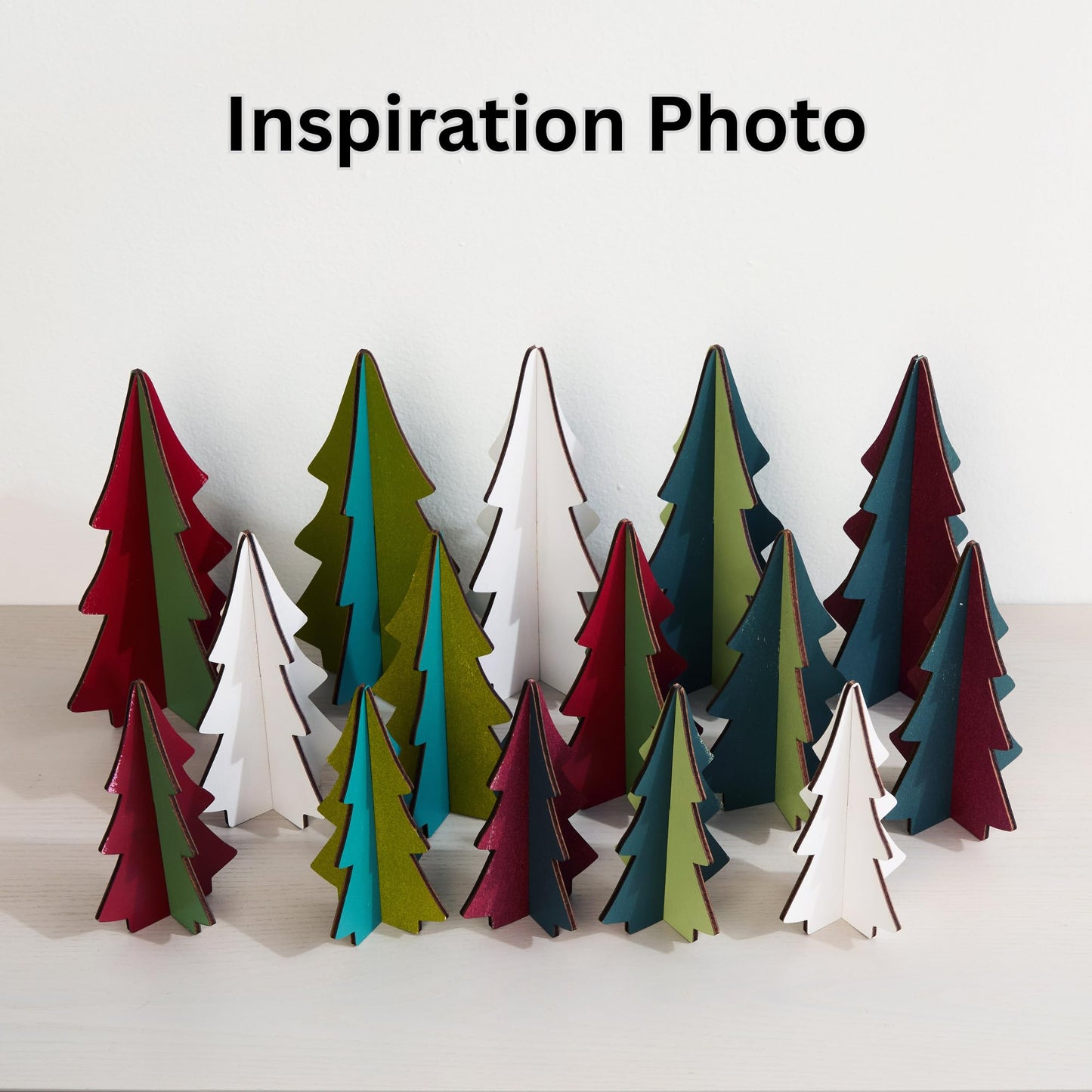 Your Heart's Content Set of 3 Wood Slotted Trees Multi-Colored Wooden Interlocking Trees, Shelf sitters, Valentine Mantel, Winter Tabletop Accent, Festive Table, Handmade (Set 3 Burgundy)