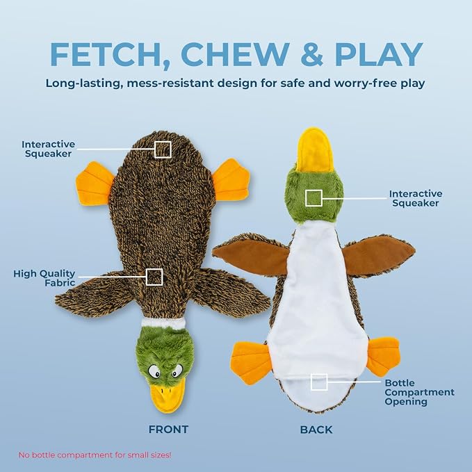 Best Pet Supplies Squeaky Dog Toys with Soft Durable Fabric for Small, Medium and Large Pets Interactive Toy for Indoor Play, Supports Active Biting and Play - 1Wild Duck, Medium