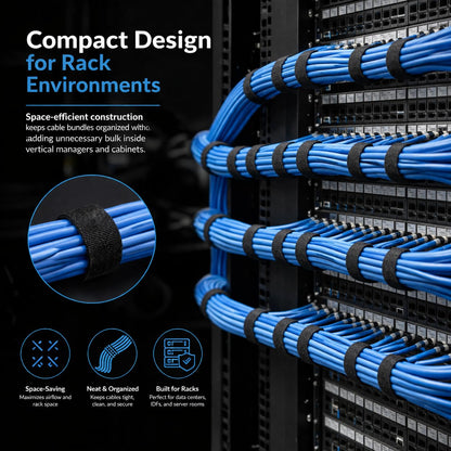 10 Self-gripping Rolls Designed for IDF, Server Racks & Data Centers | Structured Cabling | Cable Wrap for Fiber Optic Cable and Tenecom Cable System Installs (Blue)