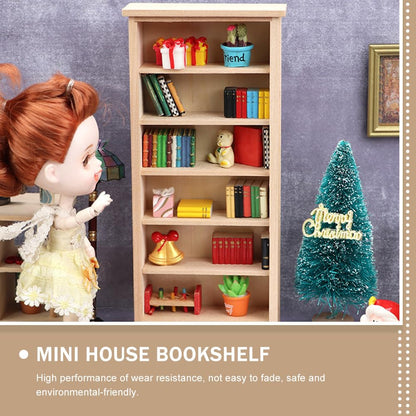 Homoyoyo Doll House Model Doll Storage Cabinet 1 12 Scale Wooden Bookshelf Miniature Wood Furniture Wood Decor Mini Furniture Doll House Furniture Small Wooden Bookshelf Mini House Supply (Pack of 2)