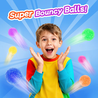 Ppotyo 24 Packs Gift Bouncy Ball Kit with Cards for Kids Magic Bouncing Ball STEM Science Experiment Craft Party Favors School Classroom Gifts Exchange for Boys and Girls