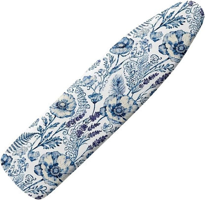 Blue Floral Print Ironing Board Cover Heavy Duty Thick Padding Iron Board