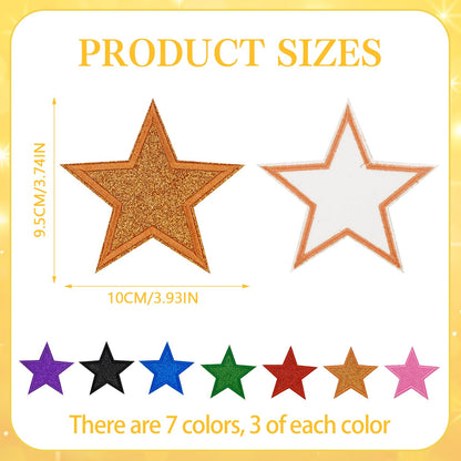28Pcs Glitter Star Iron On Patches 4''Large Bling Embroidered Appliques with Sequin Sparkle Colorful Star Patch for Clothes Denim Jackets Jeans Backpacks Trucker Hats Phone Case Clothing Repair DIY