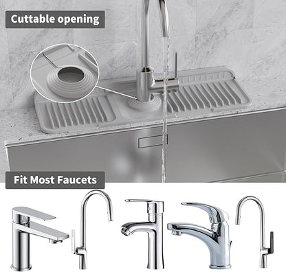 WAFT YEARN 17X5 Inch Silicone Durable Faucet Mat Kitchen Sink Splash Guard