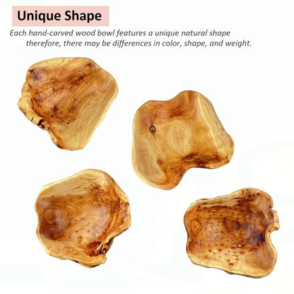 MIATTCLD Wooden Bowl Decorative Natural Wood Fruit Bowl, Irregular Creative Wood Bowls, Rustic Hand Carved Candy Snack Keys Serving Bowls for Home Decor(8"-10" Diameter)