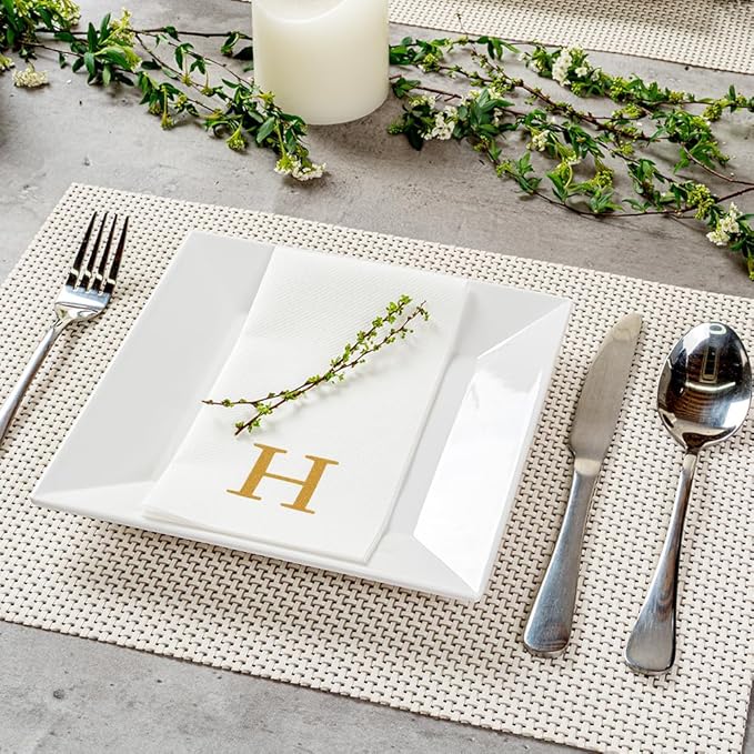 Luxenap 15.8 X 7.9 Inch Linen-Feel Guest Towels, 50 Lettered Hand Towels
