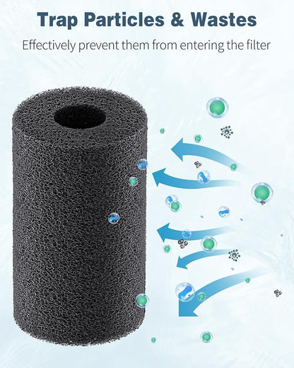 Pawfly 6 Pack Pre-Filter Sponge, 0.6" Aquarium Intake Filter Sponge Foam Cover Rolls for Small Fish Shrimp Fry Fish Tank Covers Accessories