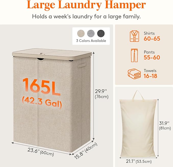 Lifewit 165L Large Laundry Basket