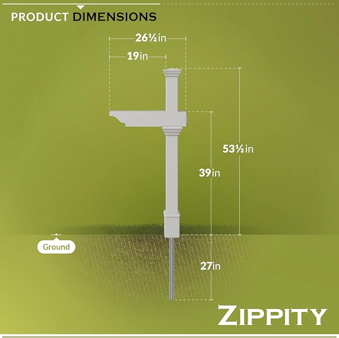 Zippity Outdoor Products ZP19013 Classica Mailbox Post, White