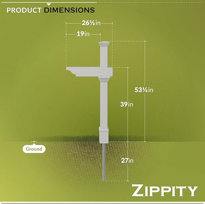 Zippity Outdoor Products ZP19013 Classica Mailbox Post, White