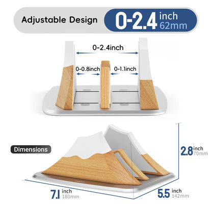 AFOOYO Vertical Dual Laptop Stand - Snow Peak-Shaped Wooden Adjustable Laptop Holder,2 Slots Desktop Dock Compatible with All MacBook, Surface,Chromebook,Dell & More(Beechwood)