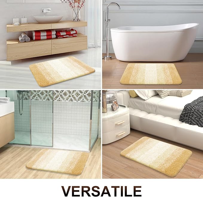 OLANLY Bathroom Runner Rugs Mat 59x20, Extra Soft Absorbent Microfiber Bath Rug, Rubber Backing, Quick Dry, Washable Long Bath Mats for Bathroom, Tub and Shower, Home Decor Accessories, Light Yellow