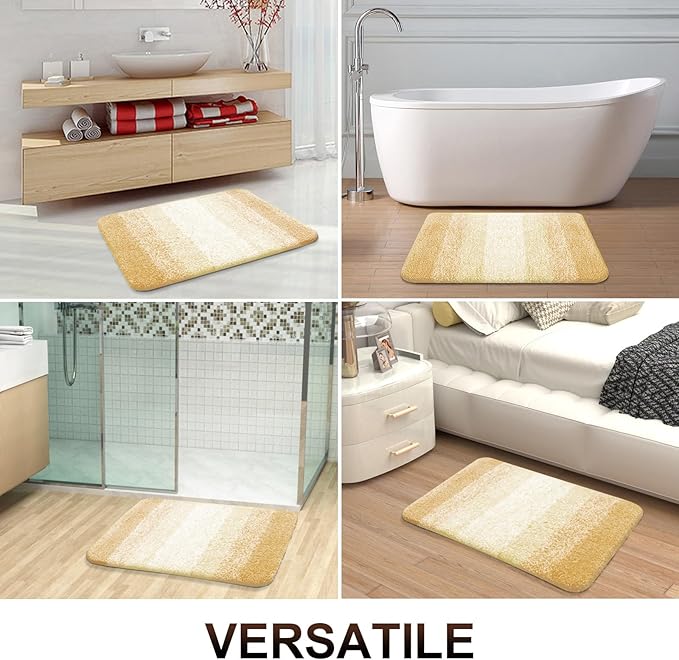 OLANLY Large Bathroom Rugs Mat 54x24, Extra Soft Absorbent Microfiber Bath Rug, Rubber Backing, Quick Dry, Washable Bath Mats for Bathroom Floor, Tub and Shower, Home Decor Accessories, Light Yellow