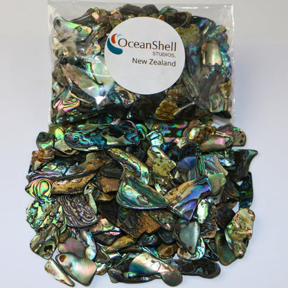 Abalone (Pāua) Shell Pieces-2.65oz Pack-for Crafts, Jewelry Making, Resin Art, Inlay, Home Decorations, Fishtank Supplies, DIY Projects - Satin, Fines Size 0.19"-0.59" (5-15 mm) 2.65oz (75grams)