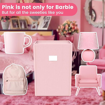 MCleanPin 220L Pink Laundry Hamper Large Collapsible Basket