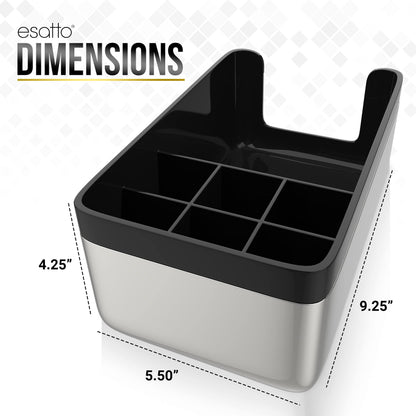 Esatto Professional Bar Products Premium Bar Caddy (Chrome), Used to Easily Organize Bar Items and Workspace, With Additional 12 Pourers For Precision Pouring and 12 Pourer Covers