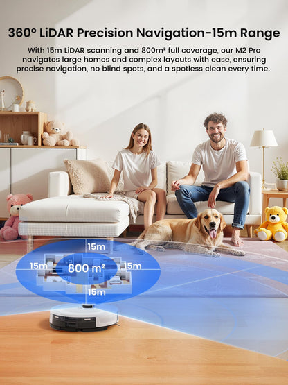 Lefant LiDAR Robot Vacuum and Mop, 450ml Visible Dustbin, Upgraded 190° PSD Obstacle Avoidance, Customized Cleaning, Multi-Floor Mapping, 150 Mins Runtime, WiFi/Alexa/APP, Pet Hair & Carpets, M330 Pro