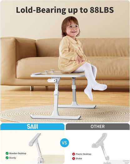 Laptop Desk for Bed, SAIJI Lap Desks Bed Trays for Eating Writing, Adjustable Computer Laptop Stand, Foldable Lap Table in Sofa and Couch（23.6 x 13Teak