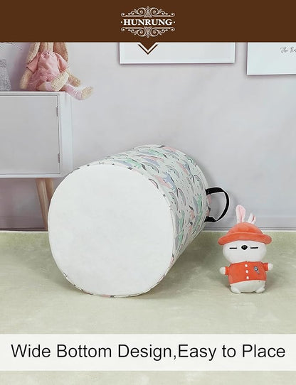 HUNRUNG Laundry Hamper, Large Canvas Fabric Lightweight Storage Basket Toy
