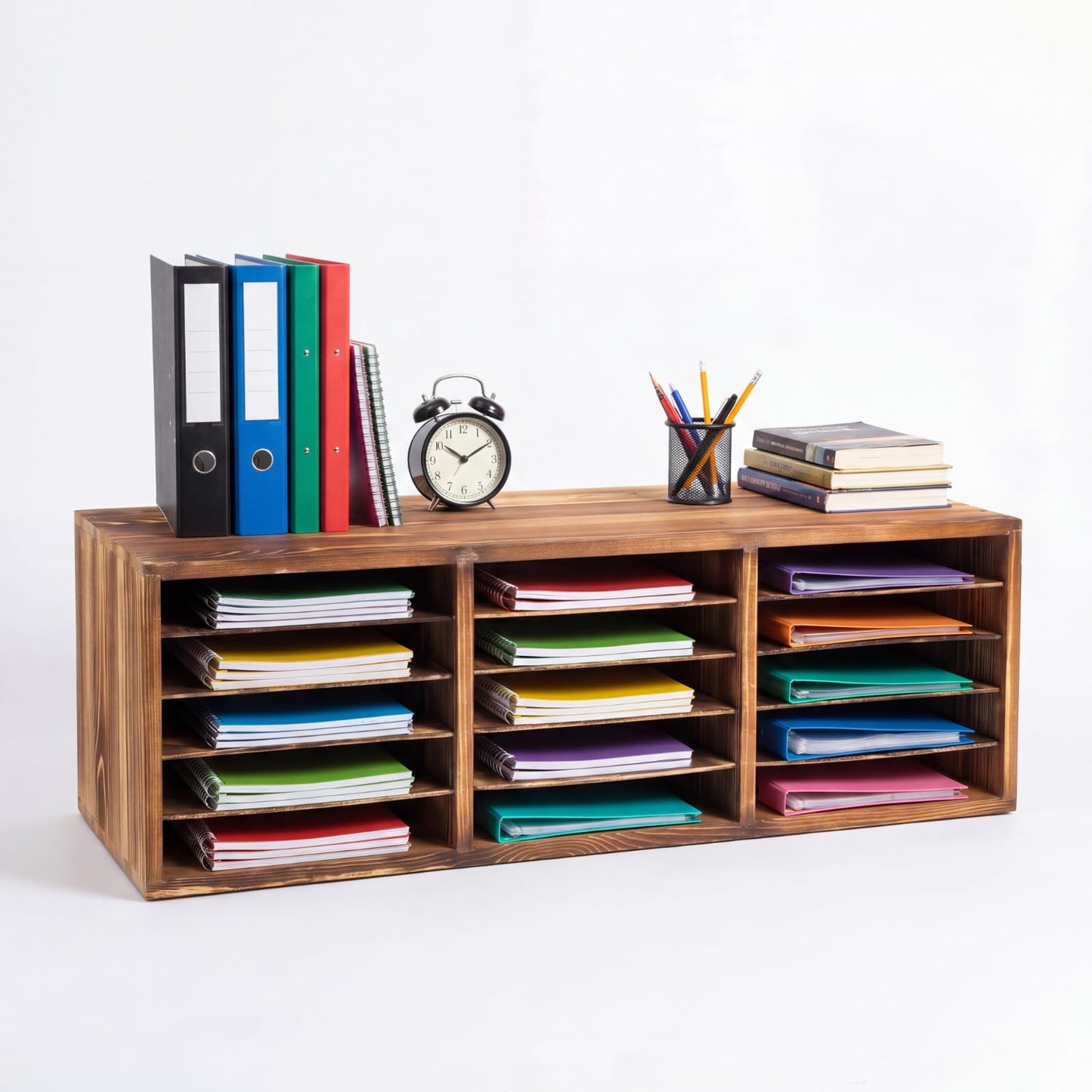 Colingmill No Assembly Classroom Mailboxes Wooden Teacher Student Mailboxes for Classroom Literature Paper Organizer 8/15 Compartments, Sturdy Construction for Home Office School(15 Slots)