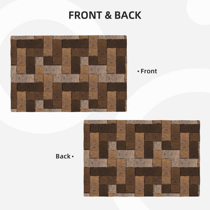 XALOGEER Brown Beige Placemats Set of 4 Parquet Pattern Wooden Style Linen Place Mat Washable Double Layer Table Mats for Kitchen Dining Decoration 12x18 Inch