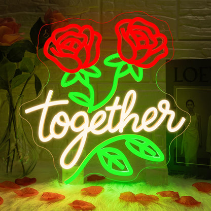 Looklight Better Together Neon Sign,Neon Light for Wall Decor,Wedding Neon Sign,Warm White Led Neon Light USB Letters Neon Signs Led Signs for Wedding,Engagement Party,Birthday
