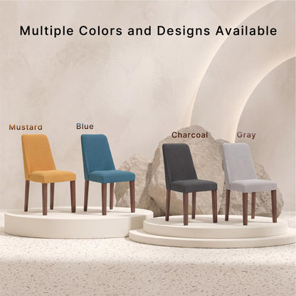 Signature Design by Ashley Lyncott Dining Chairs Set of 2, Mid Century Modern Style, Solid Wood Frame with Light Gray Polyester Upholstery, for Casual Kitchen and Dining Room Spaces, Medium Brown