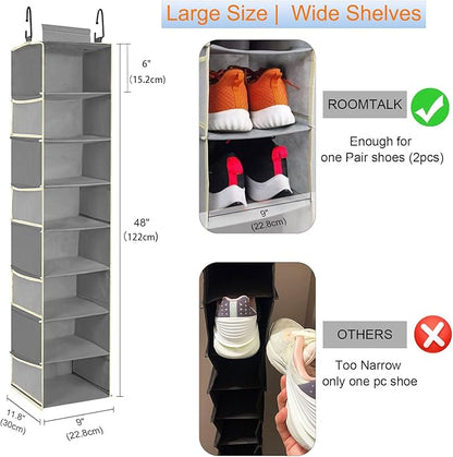 2 Pack Large-Sized Hanging Shoe Organizer 8-Shelf, Hanging Closet Organizer