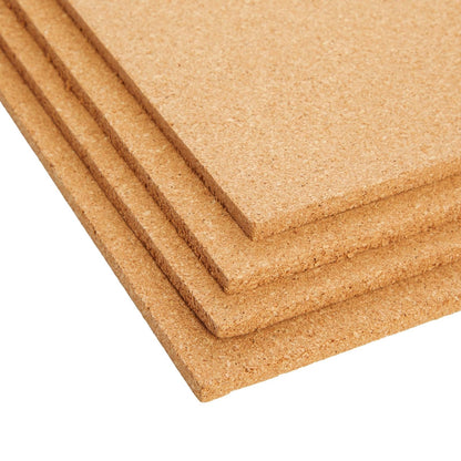 Juvale Cork Board Tiles - 12 x 12 in, 1/4 in Thick, 4-Pack Brown Square - Corkboard for Office & Bulletin Boards for Walls - Crafts, Coasters & Trivets